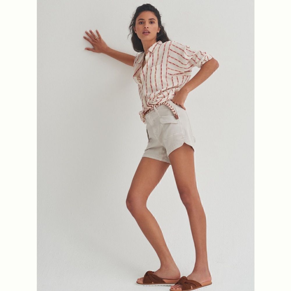 Pilcro Ultra High-Rise Utility Denim Shorts | Size:27 | Color: Stone